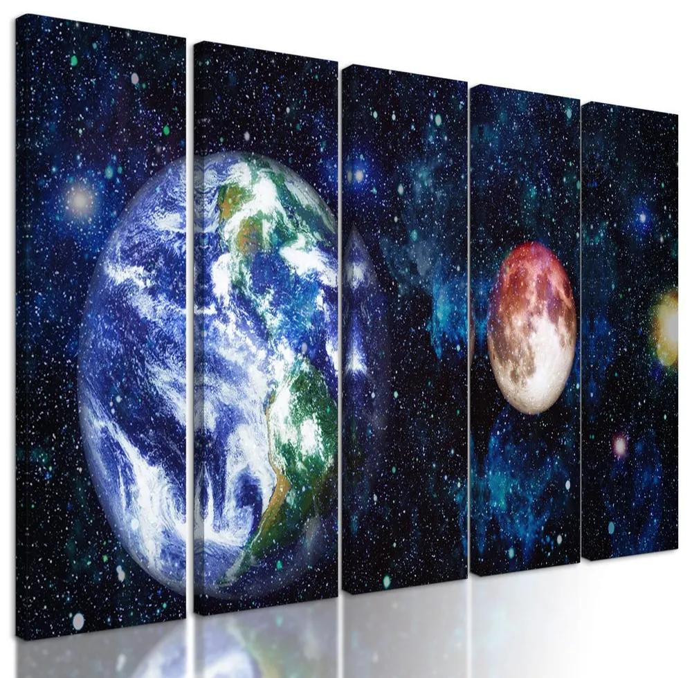 5-dielny obraz akvarelový vesmír