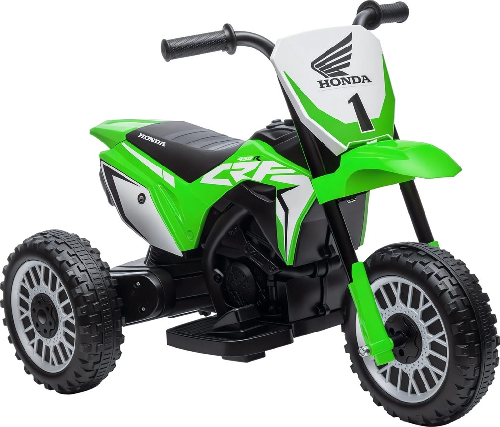 HOMCOM Detská elektrická motorka s trúbkou, štartovacou melódiou, elektrické bicykle pre deti 1,5-3 roky Zelená | Aosom