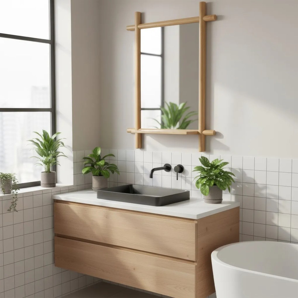 Nástenné zrkadlo B027 NAT, bambus