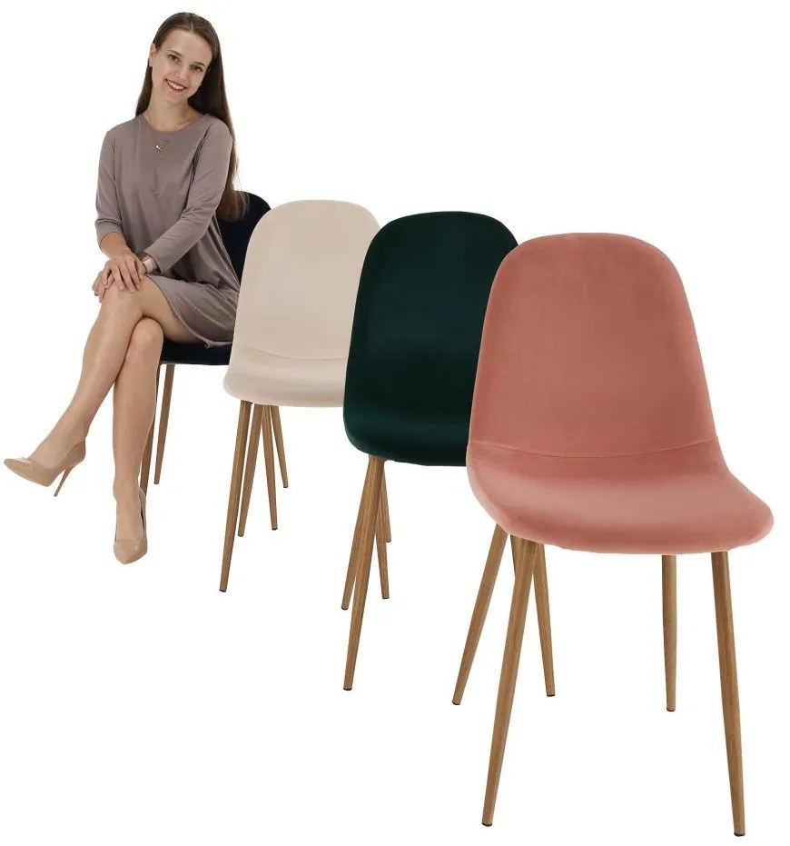 Stolička, béžová Dulux Velvet látka/buk, LEGA