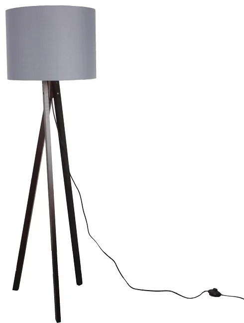 Sivá stojacia lampa s drevenou trojnožkou LILA TYP10