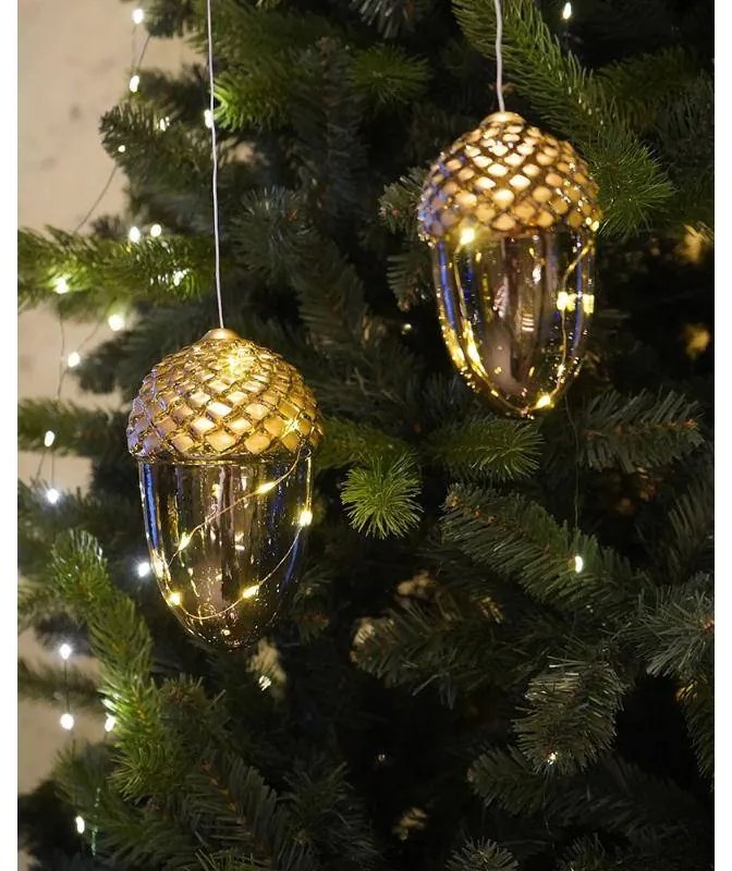 SIRIUS LED závěsná světelná dekorace, žalud ,16 cm, zlatý