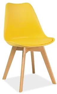 Jedálenská stolička: KRIS BUK - drevo buk/ ekokoža žltá