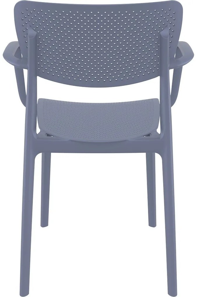 LOFT záhradná stolička s podrúčkami dark grey