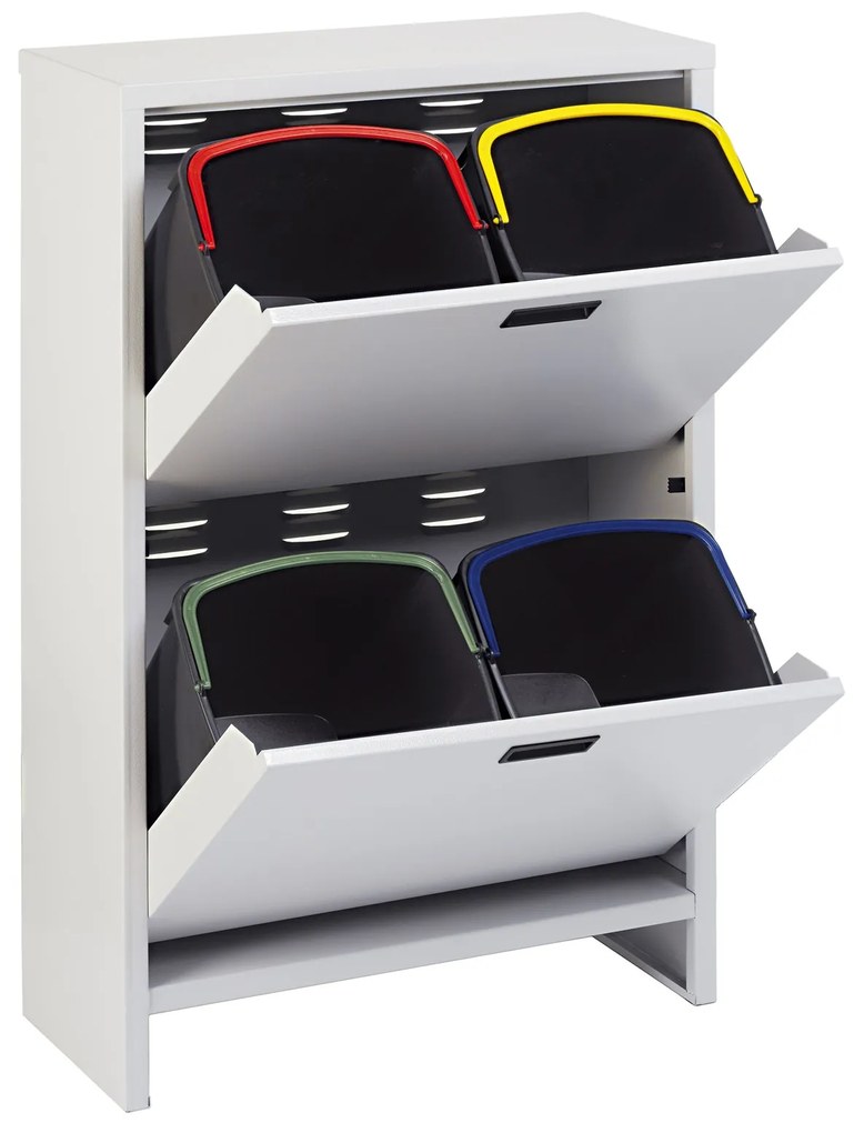 Mobil Plastic Zostava skrinky a 4 košov na triedený odpad, 4 x 20 litrov