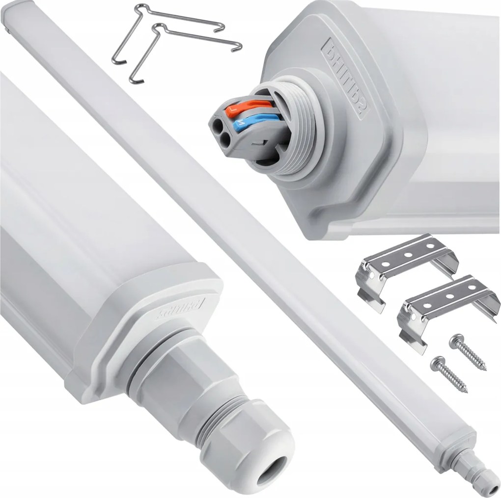 Hermetické LED svítidlo 46W 6500K 5600lm 150cm Phillips pro přisazenou montáž do garáže