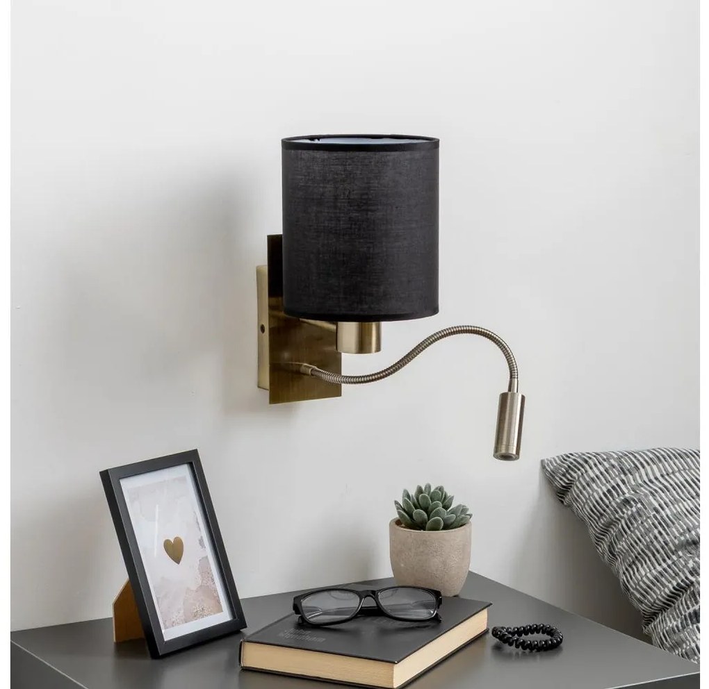 Brilagi - LED Nástenná lampa NUBILA 1xE27/25W/230V + LED/3W mosadz/čierna