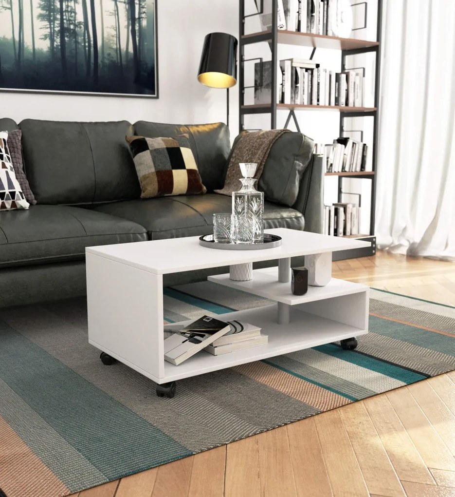 Konferenčný stolík na kolieskach Vini biely