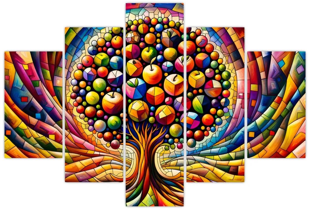 Obraz – Farebný strom s jablkami (150x105 cm)