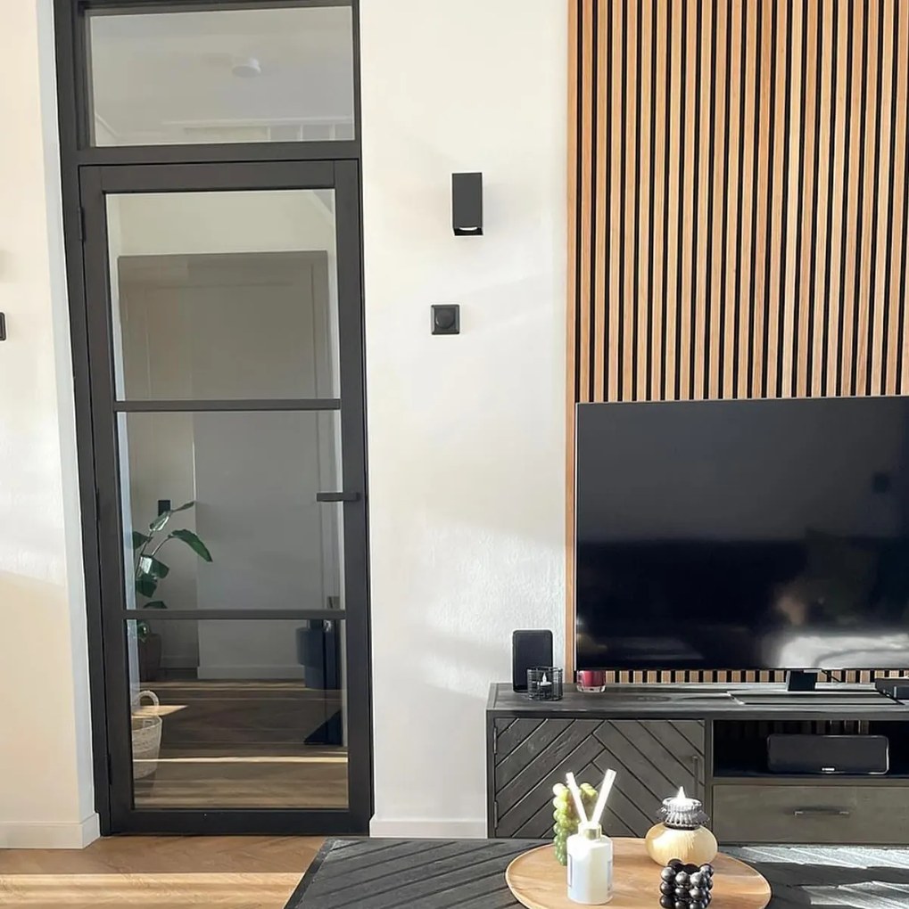 Dizajnová štvorcová nástenná lampa čierna - Sabbir