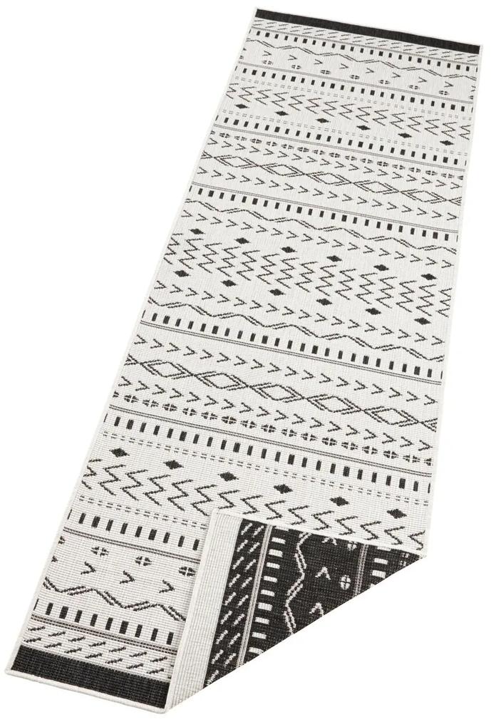 NORTHRUGS - Hanse Home koberce Kusový koberec Twin Supreme 103438 Kuba black creme – na von aj na doma - 80x350 cm