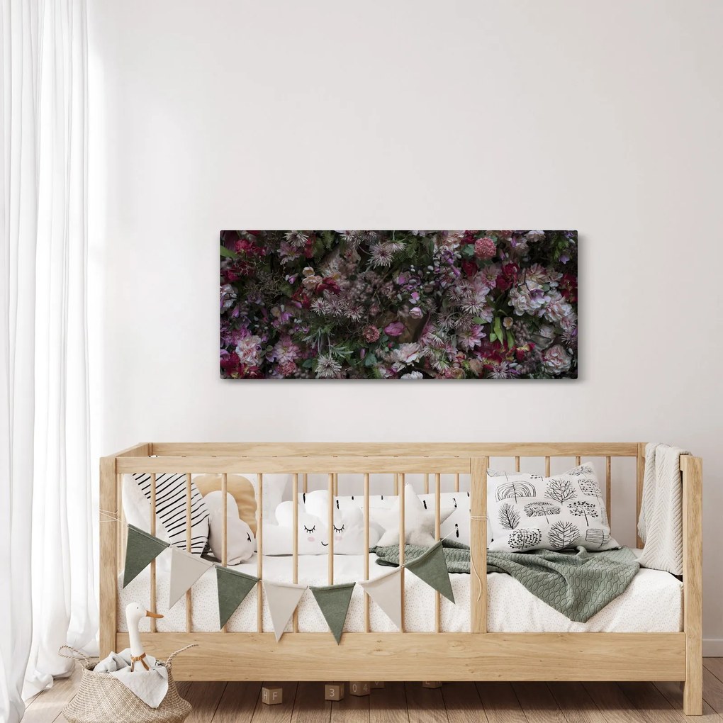 Obraz - Kvetinový múr (120x50 cm)