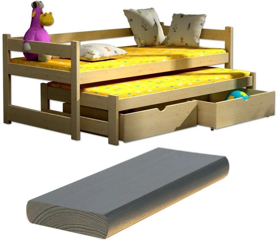 FA Detská posteľ Veronika 3 180x80 cm s prístelkou - viac farieb Farba: Prírodná, Variant bariéra: Bez bariéry