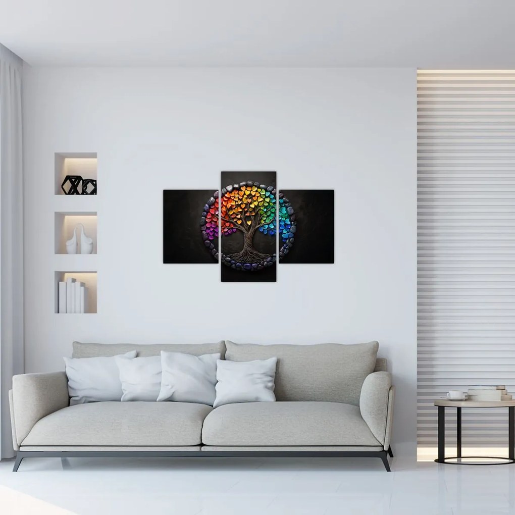 Obraz – Strom plný farebných sŕdc (90x60 cm)