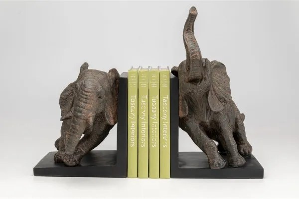 KARE DESIGN Zarážka na knihy Elephants 25 cm set 2 ks 25,3 × 31 × 20,5 cm