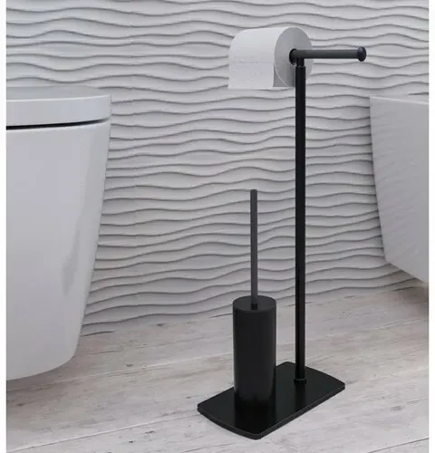 GEDY 733214 Florida stojan s držiakom na toaletný papier a WC štetkou, čierna mat