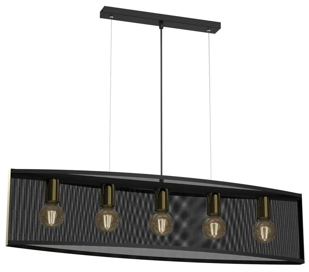 Luster na lanku KAGA 5xE27/60W/230V čierna/zlatá