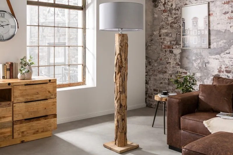 Stojacia lampa Roots rám z naplaveného dreva
