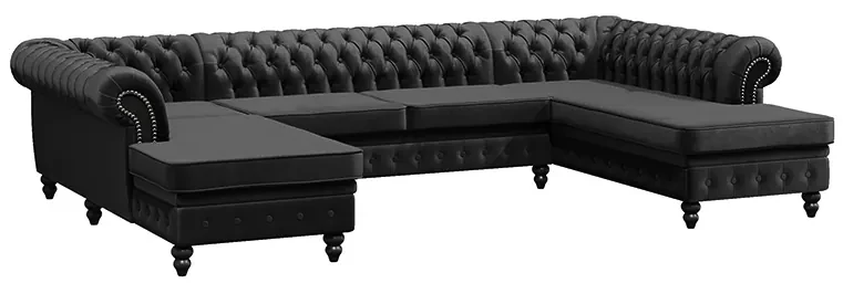 PROXIMA.store - Luxusná sedačka CHESTERFIELD LONG U FARBA NÔH: čierna, DRUH LÁTKY: TORRE - 17, FARBA OZDOBNÝCH ŠPENDLÍKOV: barok