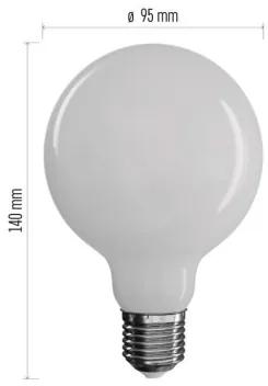 EMOS LED žiarovka Filament E27, G95, 7,8 W, teplá biela