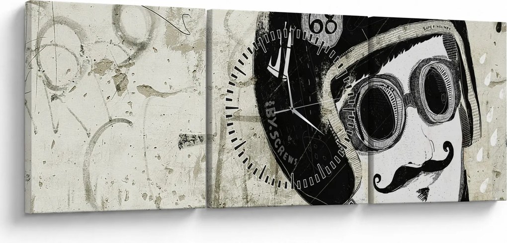 Obraz - Pretekár (s hodinami) (90x30 cm)