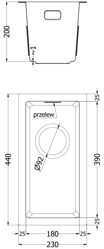 Mexen Trixo, 1-komorový nerezový drez 230 x 440 mm, brúsená meď, vzor voština, 6411221000-65HC