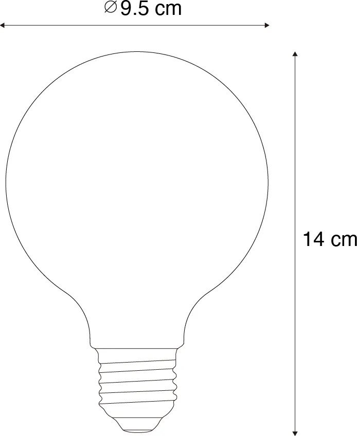 Sada 5 ks Inteligentné stmievateľné LED žiarovky E27 G95 Jantárová 4,9 W 320 lm 2500 K