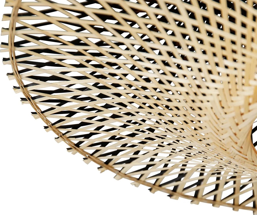Moderná oblúková lampa čierna s orientálnym tienidlom a bambusom 50 cm - XXL Rina