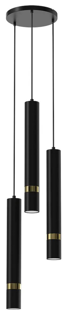 Závesné svietidlo Joker, 3x zlaté/čierne kovové tienidlo, b, o