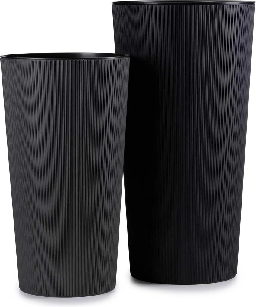 PLASTOVÝ KVETINÁČ URBANIKA ECO SADA 2KS 57X30 CM+46,6X25,5 CM ČIERNA