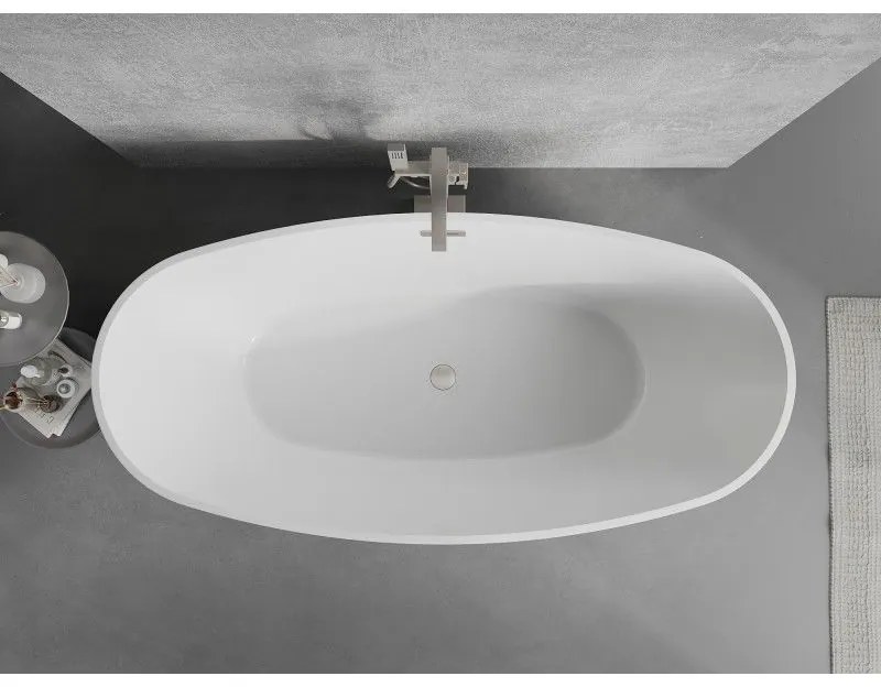 Mexen Lira, voľne stojaca vaňa, vzor, 170 × 80 cm, biela lesklá, oceľový prepad, 52831708000-97