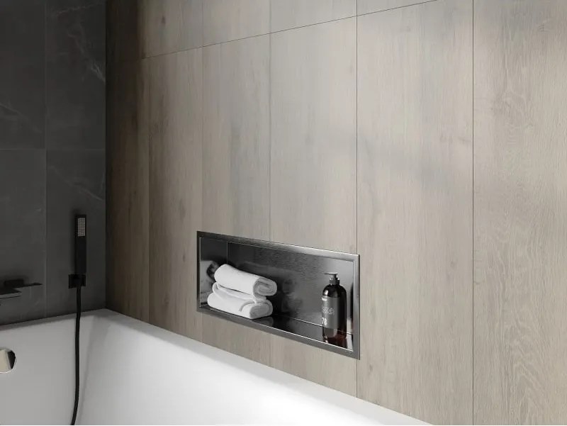 Mexen X-Wall-R, polica na zapustenie s prírubou  60 x 20 cm, grafitová matná - 19E0602010