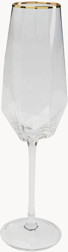 Ručne vyrobené poháre na šampanské Diamond, 4 ks