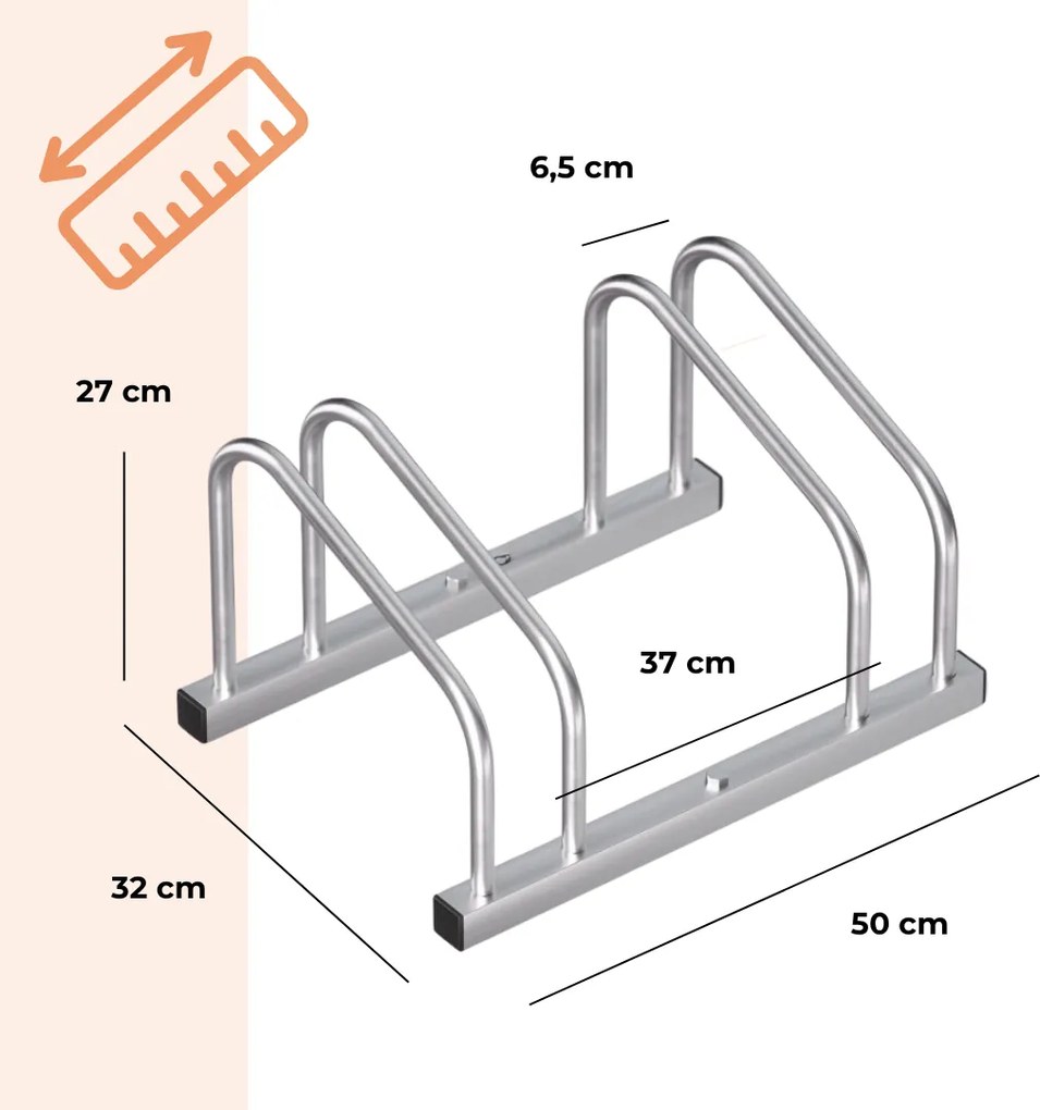 Stojan na 2 bicykle BIKE, 50x32x27cm, strieborná Monzana