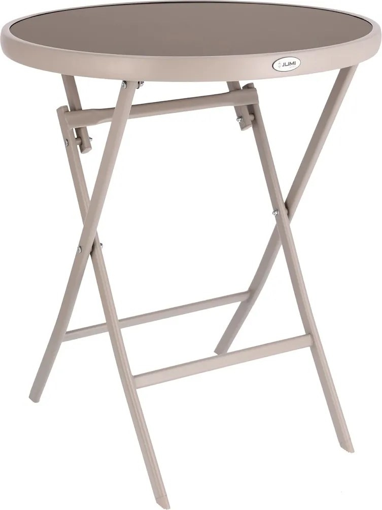Dekorstudio Záhradný skladací stolík s tvrdeným sklom 60cm – béžový