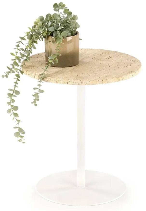 Konferenčný stolík Traverso 45 cm travertín/biely