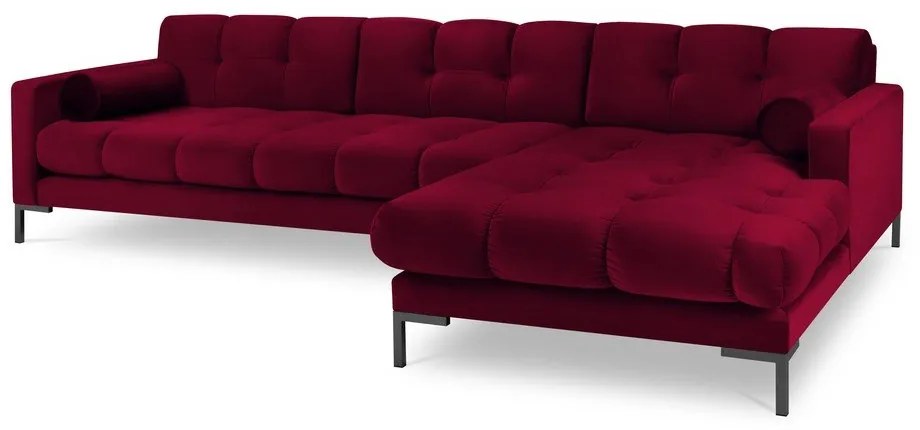 Červená zamatová rohová pohovka Cosmopolitan Design Bali, pravý roh