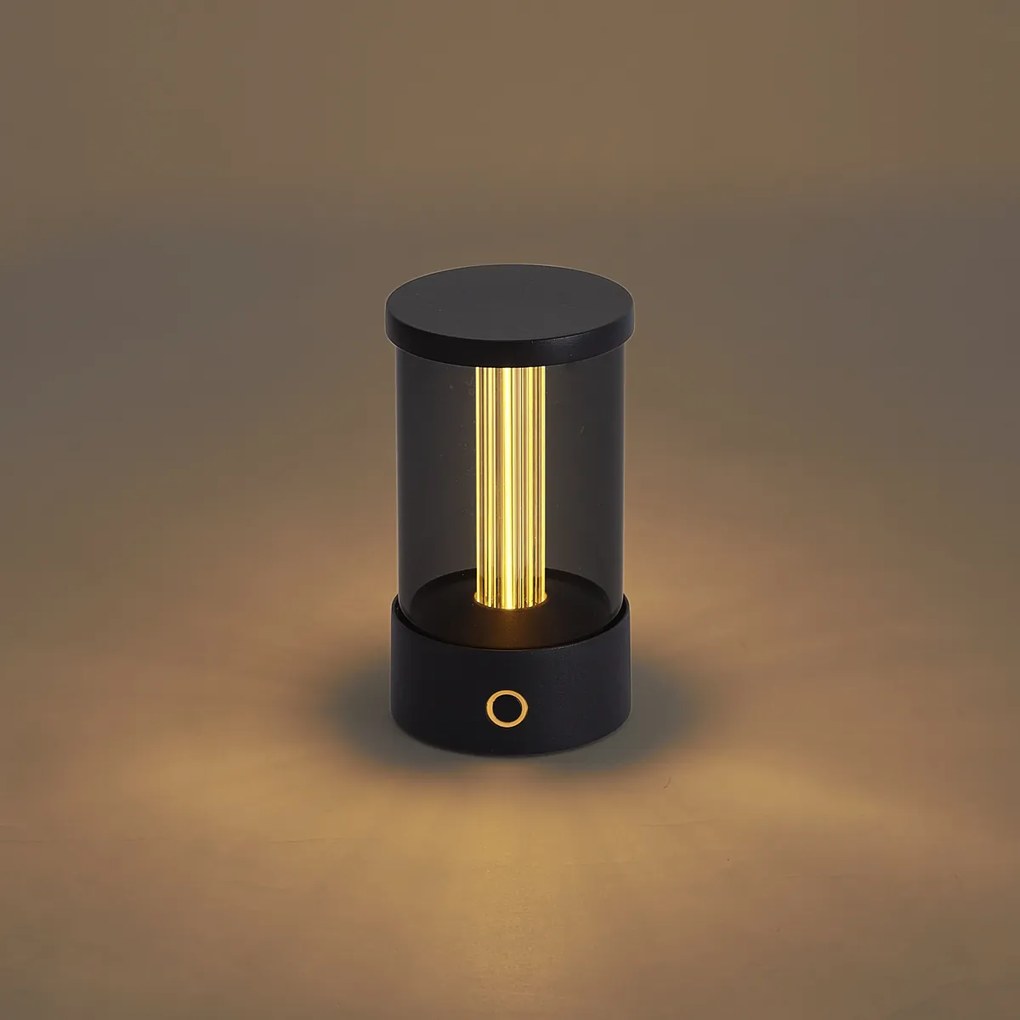 Vonkajšia stolná lampa čierna nabíjateľná vrátane nabíjacej stanice IP65 - Grill
