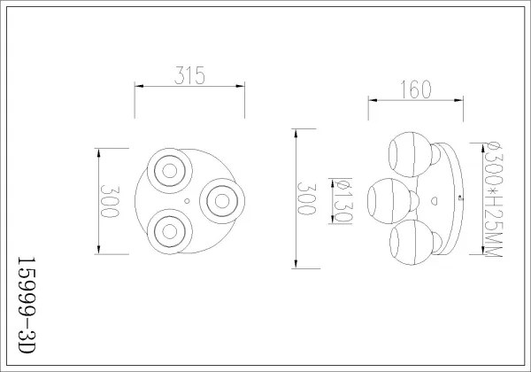 Globo 15999-3D - Stropné svietidlo RAGUSA 3xE27/60W/230V priemer 31,5 cm