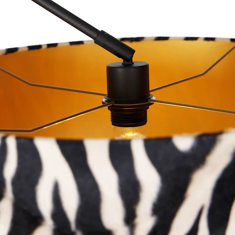 Stojaca lampa čierna so zebra tienidlom 50 cm - Editor