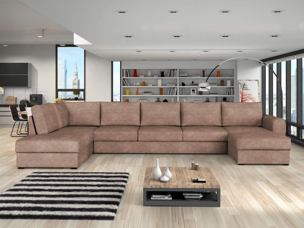 Sedacia súprava Szafran Large, Dostupné poťahy: ekokoža Soft 017 + Lux 06, Strana: Pravá - U