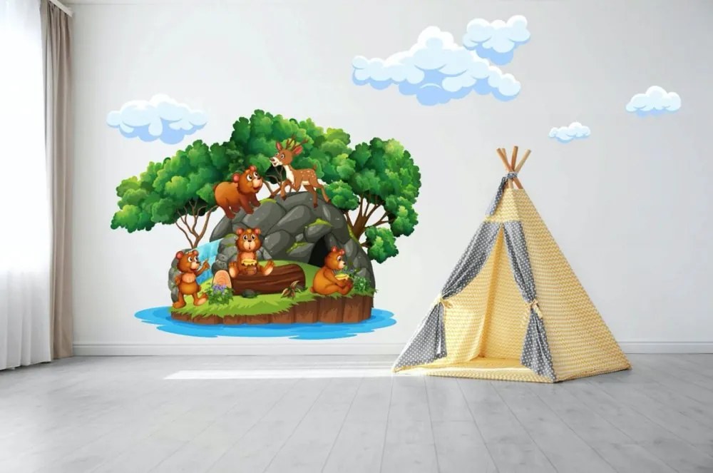Úžasná detská nálepka na stenu roztomilá rodinka medvedíkov 100 x 200 cm