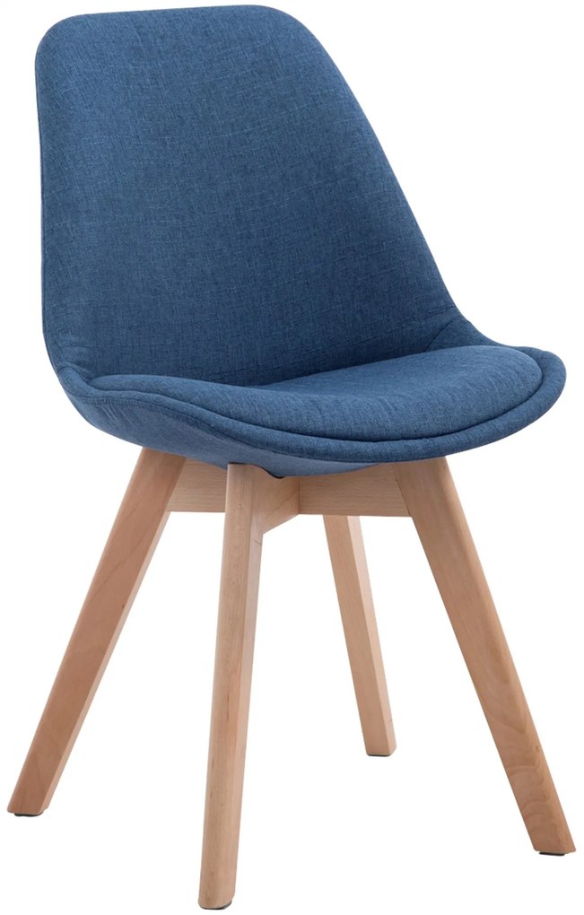 Stolička Borne V2 - látka, drevené nohy natura - Modrá