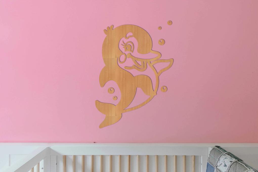 Drevený baby delfín na stenu - Buk