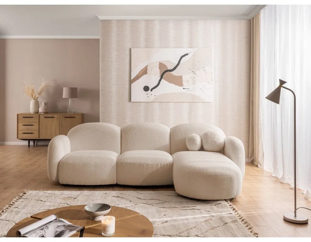 Svetlohnedá rohová pohovka z textílie buklé (pravý roh/s leňoškou) Orbit – Ropez