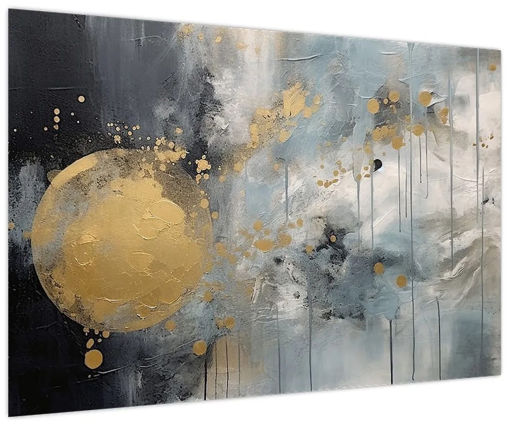 Obraz - Abstrakcia so zlatou guľou (90x60 cm)