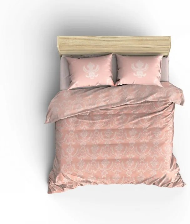 Súprava 4 ks bavlnených obliečok s prehozom púdrová biela/ružová