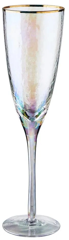 SMERALDA Pohár na šampanské so zlatým okrajom 250 ml