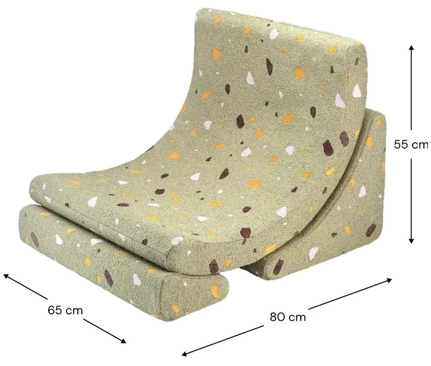 Zelené detské kresielko z textílie buklé/ženilkové Terrazzo Moon – Wigiwama