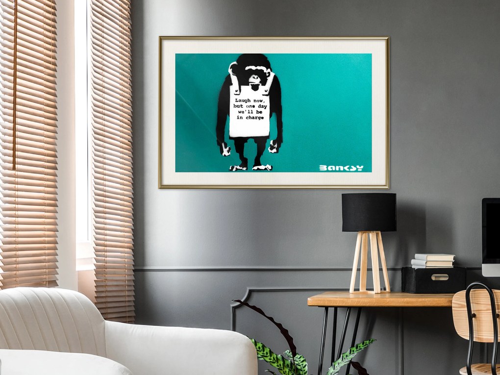 Artgeist Plagát - Angry Monkey [Poster] Veľkosť: 45x30, Verzia: Zlatý rám